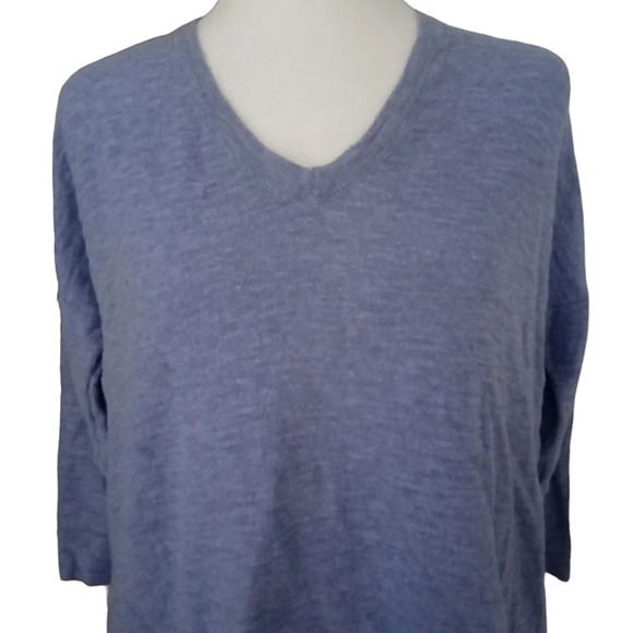 Madewell Light Blue Slub Cotton Wool Blend Closet Staple V Neck Size Small - Picture 2 of 6